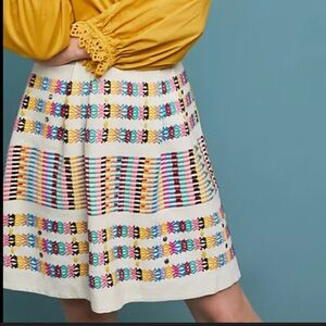 Anthropologie AKEMI + KIN Jenna Beaded Striped Beaded Rainbow Skirt Size 12 NWT